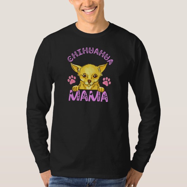 Camiseta Mulheres Chihuahua Mama Chi Cachorro Cachorro Cach (Frente)