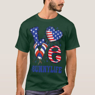 Camiseta Mulheres Coelhinhas Amor EUA Bandeira Avó 4 de jul