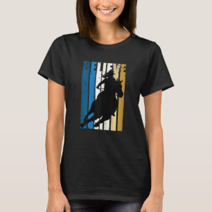 Camiseta Mulheres com Cavalo de Rodeio Retro Feminino Cowgi