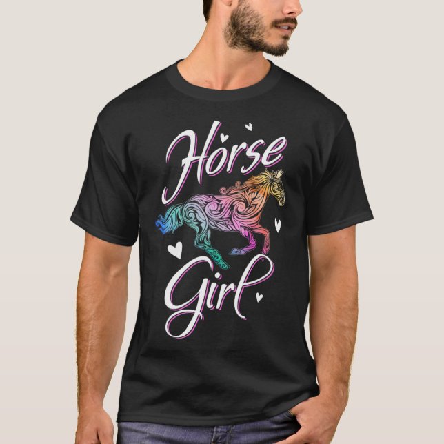 Camiseta Mulheres com Gráfico de Cavalos Meninas Cavalas co (Frente)