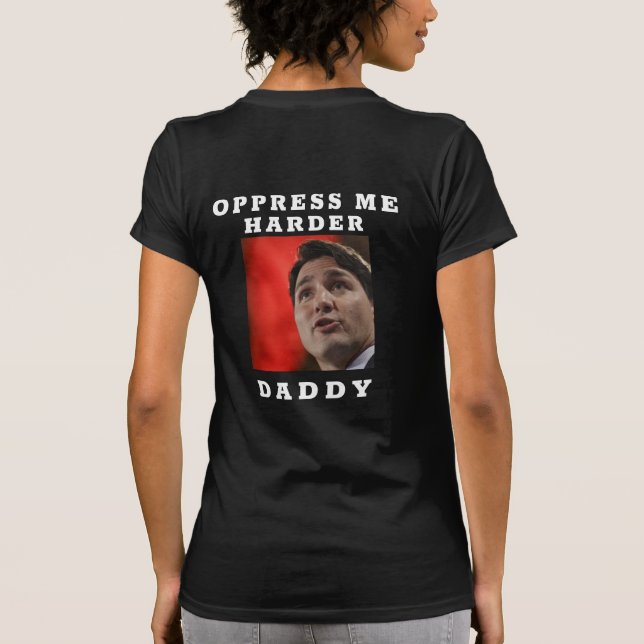 Camiseta Mulheres com Trudeau Face T-Shirt (Verso)
