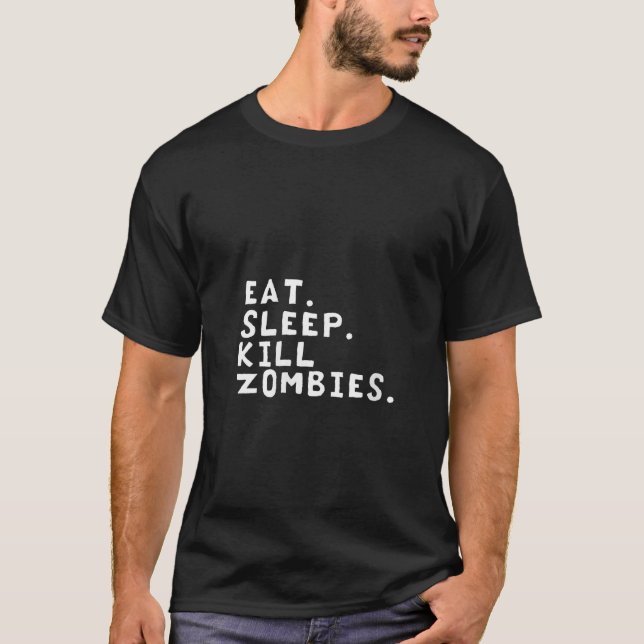 Camiseta Mulheres comem Matar de sono Zombies Felizes para (Frente)