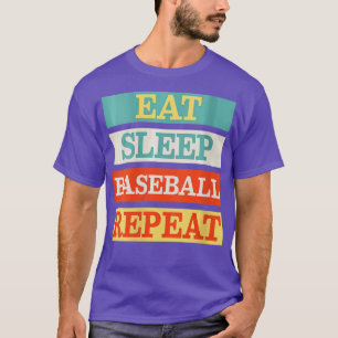 Camiseta Mulheres Comem Sleep Baseball Repete Jogador Funny