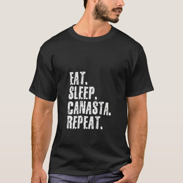 Camiseta Mulheres Comem Sleep Canasta Repete Jogador de Jog (Frente)