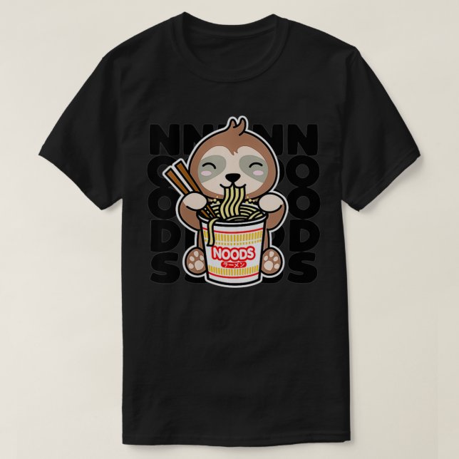 Camiseta Mulheres Comendo Noodles Instantâneos Cute Kawaii  (Frente do Design)