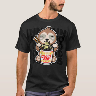 Camiseta Mulheres Comendo Noodles Instantâneos Cute Kawaii