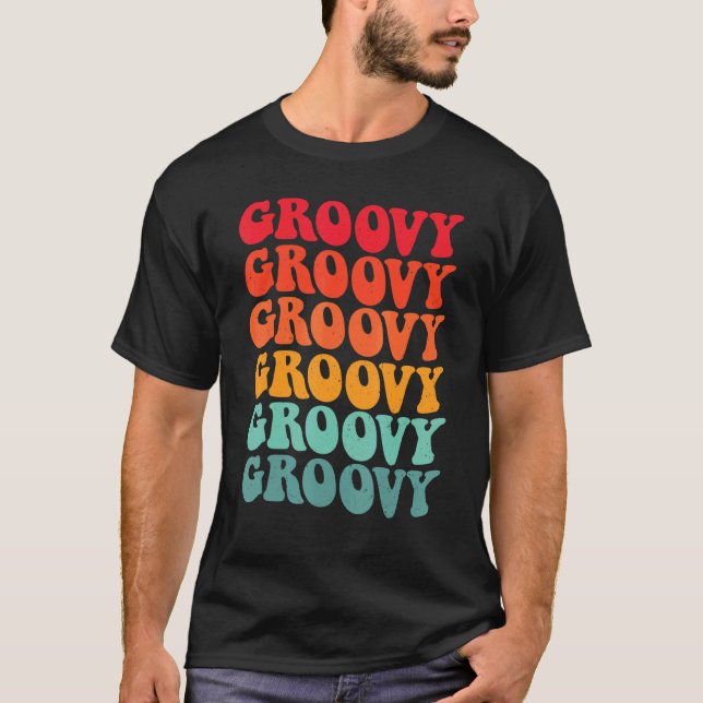 Camiseta Mulheres Cores de Groovy Retro 70s Nostalgia estét (Frente)