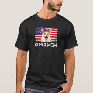 Camiseta Mulheres Corgi Mãe Bandeira Dos Eua Quarta Da Mulh