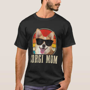 Camiseta Mulheres Corgis Mãe Vintage Óculos Sunglass Funny