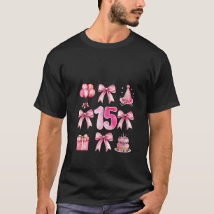 Camiseta Mulheres Crianças 15 de Aniversário Rapariga Rosa 