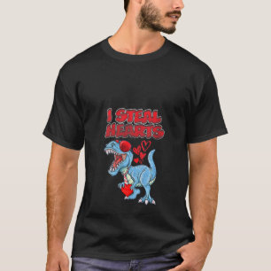Camiseta Mulheres Crianças Eu Roubo Corações T Rex Dinossau