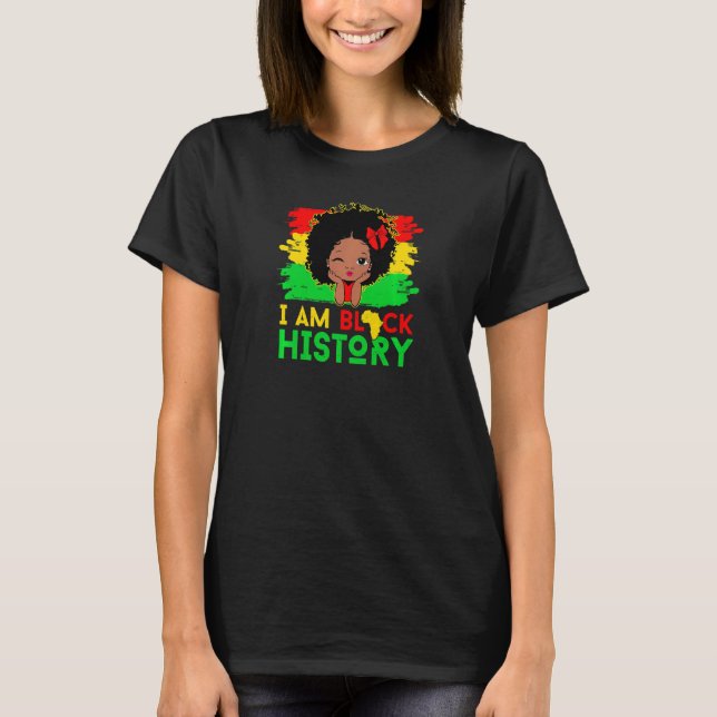Camiseta Mulheres Crianças Eu Sou A História Negra Meninas  (Frente)