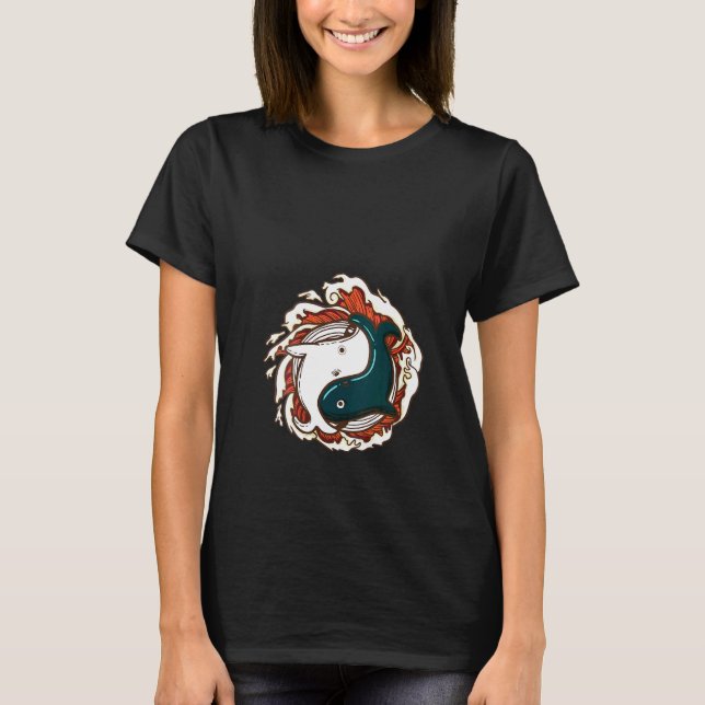 Camiseta Mulheres Crianças Orcas Whale Orca Yin E Yang Anim (Frente)