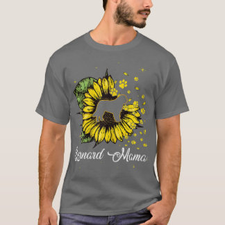 Camiseta Mulheres Cute Bernard Mama Sunflower Dog Mãe Mães