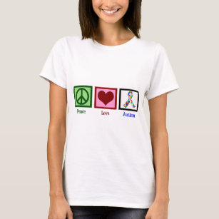Camiseta Mulheres da consciência do autismo do amor da paz