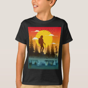 Camiseta Mulheres da Natureza Caminhando Pôr do Sol