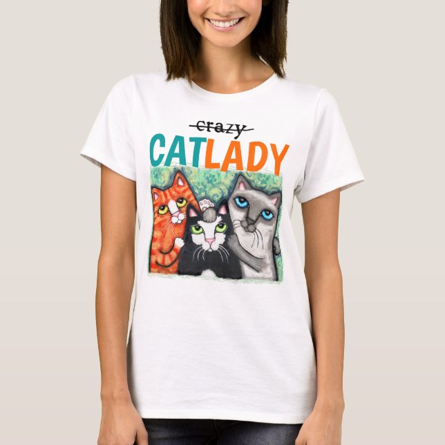 Camiseta Mulheres da senhora Gato Amante Bonito Engraçado (Frente)