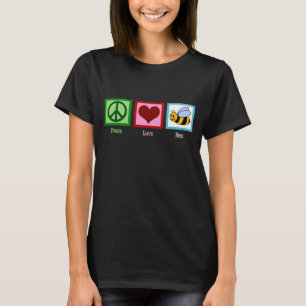 Camiseta Mulheres das abelhas do amor da paz escuras