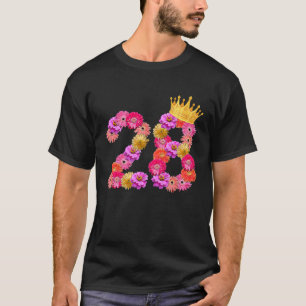 Camiseta Mulheres de 28 anos de idade de aniversário flores