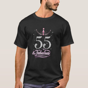 Camiseta Mulheres de 55 Anos Fabulosa Coroa de Diamante Fel