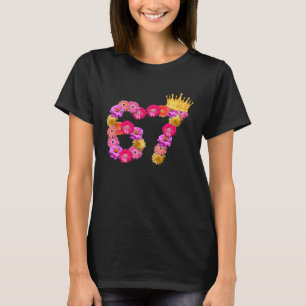 Camiseta Mulheres de 67 anos de idade de aniversário flores