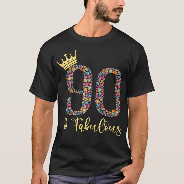 Camiseta Mulheres De 90 Anos De Idade E Fabulosa, 90 Birthd (Frente)