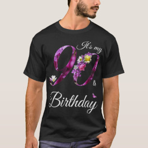 Camiseta Mulheres de 90 anos Floral 1932 É o meu 90