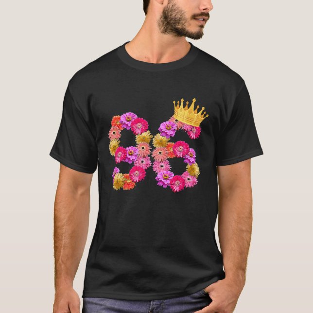 Camiseta Mulheres de 96 anos de idade de aniversário flores (Frente)