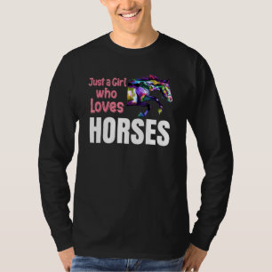 Camiseta Mulheres De Animais Equestres Apenas Uma Menina Qu