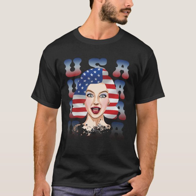 Camiseta Mulheres de bandeira Americana para pessoas patrio (Frente)
