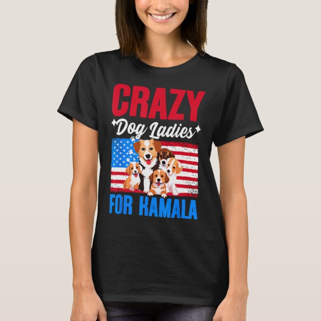 Camiseta Mulheres De Cachorro Para Kamala Harris Presidente (Frente)