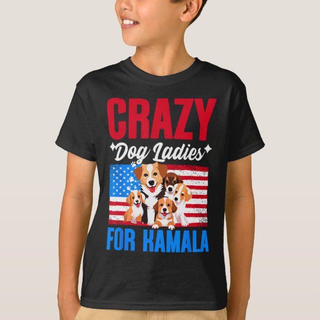 Camiseta Mulheres De Cachorro Para Kamala Harris Presidente (Frente)