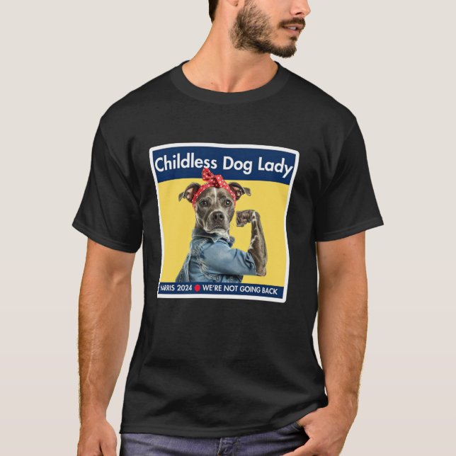 Camiseta Mulheres de Cachorro Sem Filhos Kamala Harris 2024 (Frente)