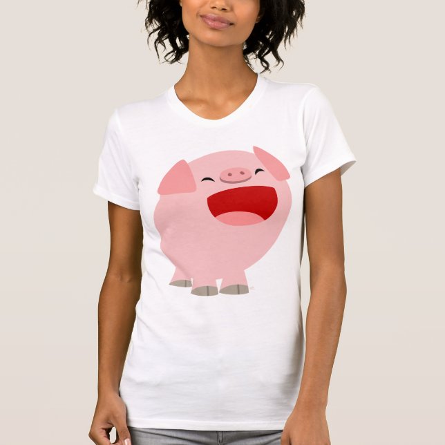 Camiseta Mulheres de canto do porco dos desenhos animados (Frente)