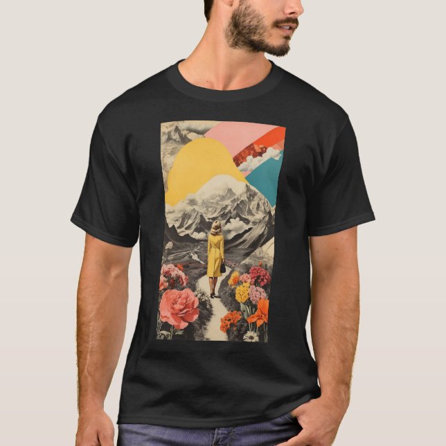 Camiseta Mulheres de colagem com primavera surreal de alto  (Frente)