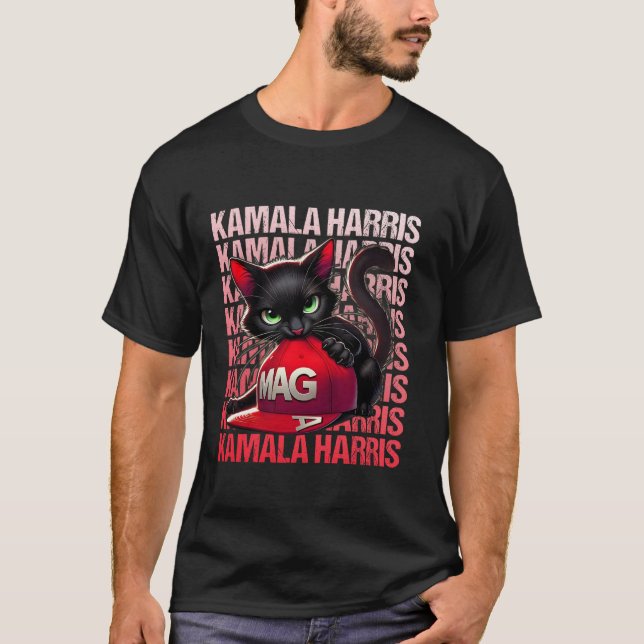 Camiseta Mulheres De Gato Imediatas Para Kamala Harris Cat (Frente)