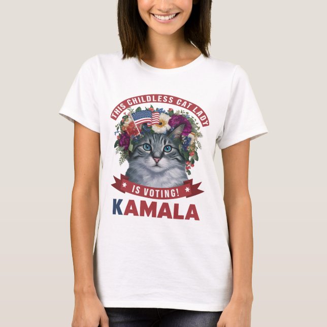 Camiseta Mulheres de Gato Infantis para kamala harris (Frente)