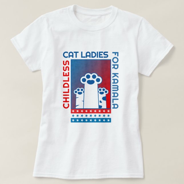Camiseta Mulheres de Gato INFANTIS para o Patriótico Kamala (Frente do Design)