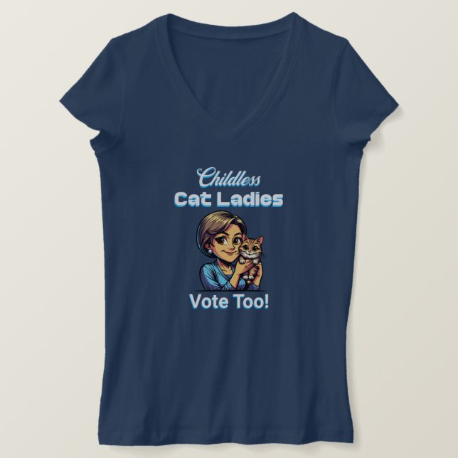 Camiseta Mulheres De Gato Sem Filhos Também Votam! Harris W (Frente do Design)