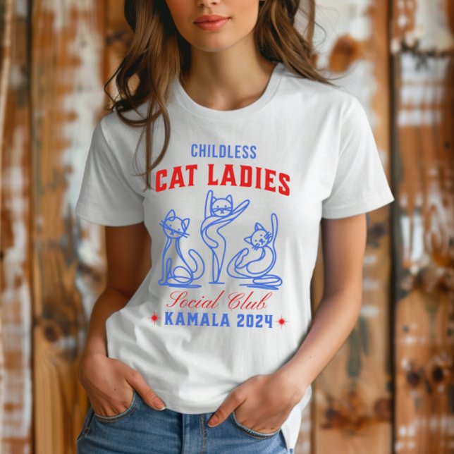 Camiseta Mulheres de Gato Sem Fios para a Eleição de Kamala (Criador carregado)