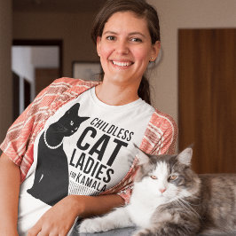 Camiseta Mulheres de Gato Sem Fios para Camala harris T-Shi