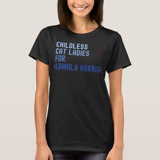 Camiseta Mulheres de Gato Sem Fios para Kamala Harris 2024  (Frente)