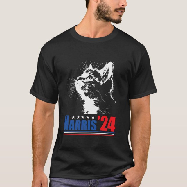 Camiseta Mulheres De Gato Sem Fios Para Kamala Harris 24 EU (Frente)