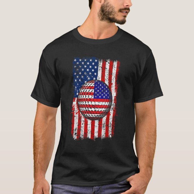 Camiseta Mulheres de Golf Usa Bandeira Americana Esporte Pa (Frente)