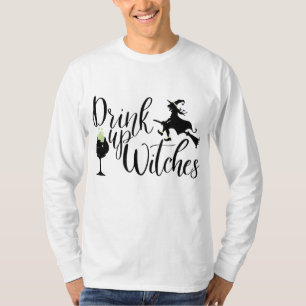 Camiseta Mulheres De Halloween Bebem Bruxas Engraçadas Pres