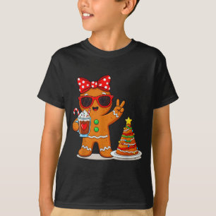Camiseta Mulheres de Pão de Mel Bebendo Café Árvore de Nata