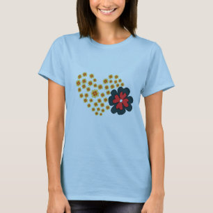 Camiseta Mulheres de Verão Flor de Margarida Coração