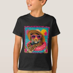 Camiseta Mulheres de Verão Préppy Trocal Leopardo Férias na