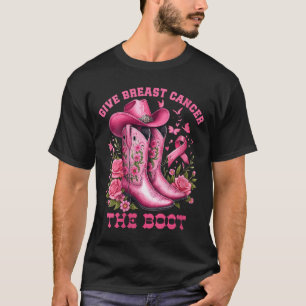 Camiseta Mulheres Dêem um Chute no Câncer de Mama Cowgirl C
