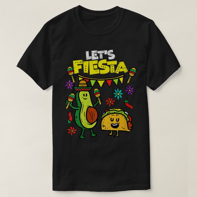 Camiseta Mulheres Deixam Fiesta Taco Avocado Engraçado Cinc (Frente do Design)